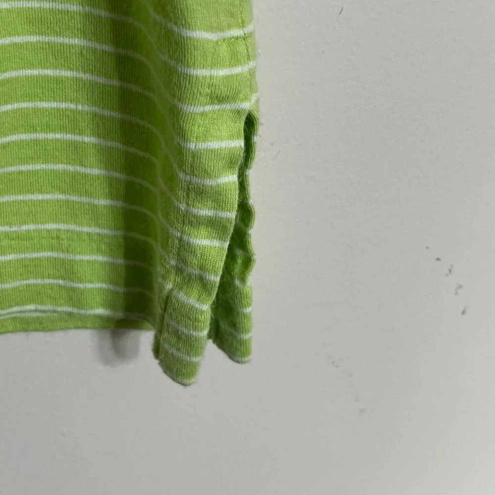 Polo Ralph Lauren Mens Lime Green White Striped Pima Cotton Polo Shirt Size M